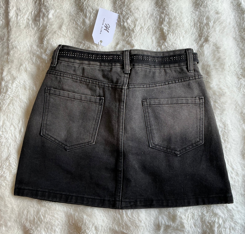 Denim Mini Rhinestone Skort (skirt/shorts)